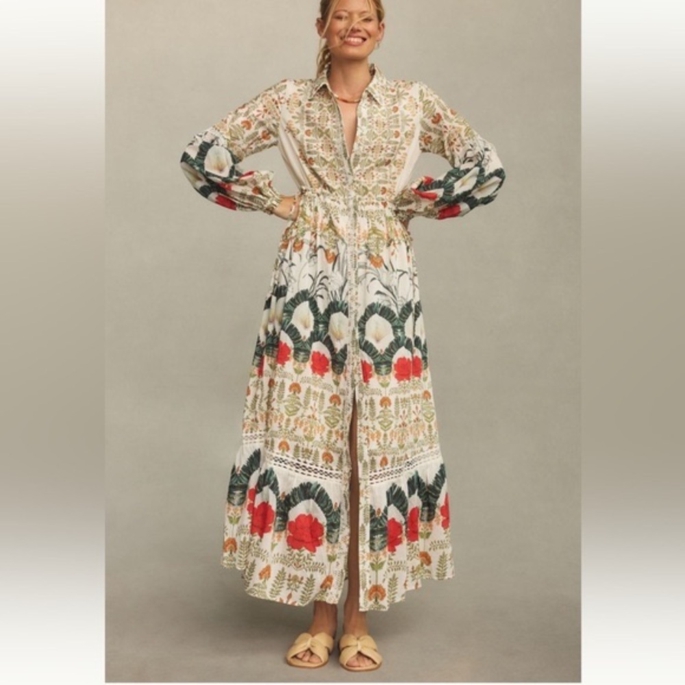 Anthropologie Floral Long Sleeve Dress *FLAWED*